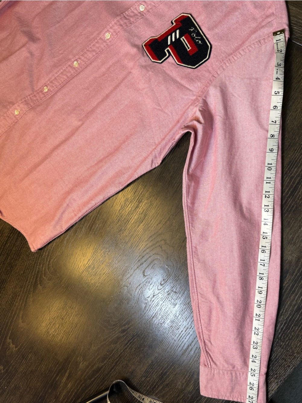 Polo Ralph Lauren Men's XL Pink Oxford Varsity P Patch Button-Down Shirt - Picture 7 of 7